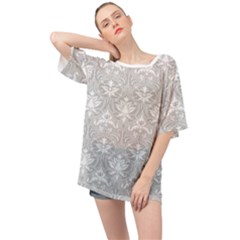 Grey Lace Decorative Ornament - Pattern 14th And 15th Century - Italy Vintage Oversized Chiffon Top