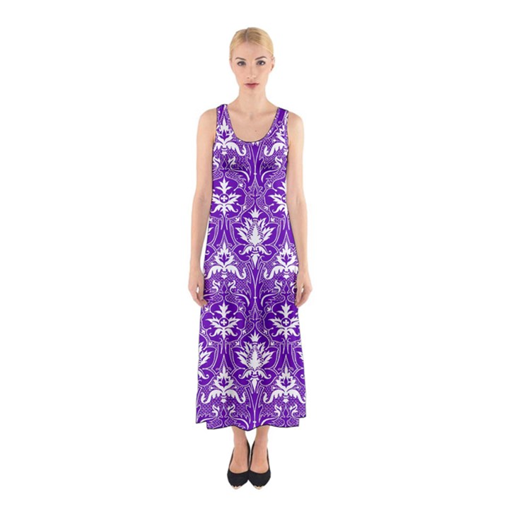 Purple Lace Decorative Ornament - Pattern 14th And 15th Century - Italy Vintage  Sleeveless Maxi Dress