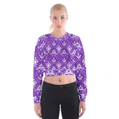 Purple Lace Decorative Ornament - Pattern 14th And 15th Century - Italy Vintage  Cropped Sweatshirt by ConteMonfrey