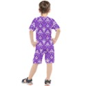 Purple Lace Decorative Ornament - Pattern 14th And 15th Century - Italy Vintage  Kids  Tee and Shorts Set View2