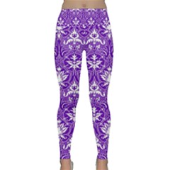 Purple Lace Decorative Ornament - Pattern 14th And 15th Century - Italy Vintage  Lightweight Velour Classic Yoga Leggings