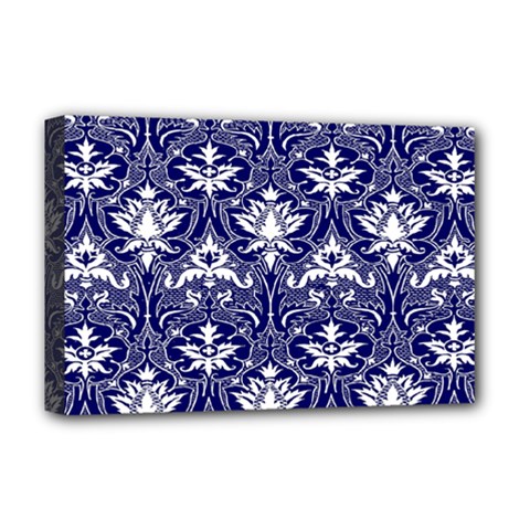 Blue Lace Decorative Ornament - Pattern 14th And 15th Century - Italy Vintage  Deluxe Canvas 18  X 12  (stretched) by ConteMonfrey
