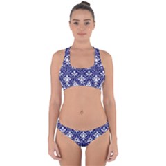 Blue Lace Decorative Ornament - Pattern 14th And 15th Century - Italy Vintage  Cross Back Hipster Bikini Set by ConteMonfrey