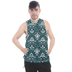 Green  Lace Decorative Ornament - Pattern 14th And 15th Century - Italy Vintage  Men s Sleeveless Hoodie by ConteMonfrey