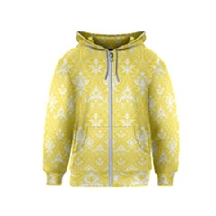 Yellow Lace Decorative Ornament - Pattern 14th And 15th Century - Italy Vintage  Kids  Zipper Hoodie