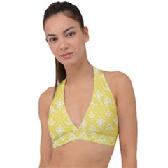 Yellow Lace Decorative Ornament - Pattern 14th And 15th Century - Italy Vintage  Halter Plunge Bikini Top