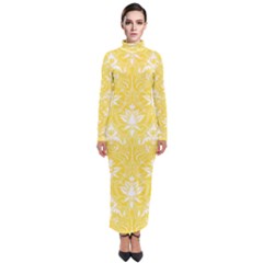 Yellow Lace Decorative Ornament - Pattern 14th And 15th Century - Italy Vintage  Turtleneck Maxi Dress