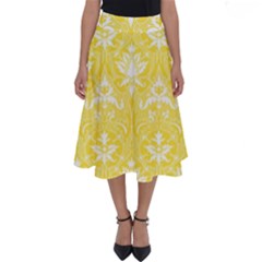 Yellow Lace Decorative Ornament - Pattern 14th And 15th Century - Italy Vintage  Perfect Length Midi Skirt