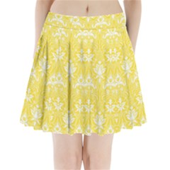 Yellow Lace Decorative Ornament - Pattern 14th And 15th Century - Italy Vintage  Pleated Mini Skirt