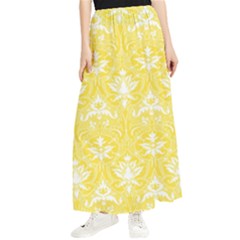 Yellow Lace Decorative Ornament - Pattern 14th And 15th Century - Italy Vintage  Maxi Chiffon Skirt