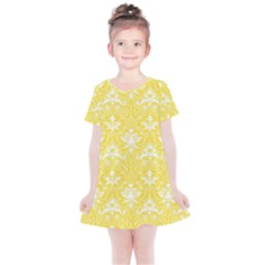 Yellow Lace Decorative Ornament - Pattern 14th And 15th Century - Italy Vintage  Kids  Simple Cotton Dress