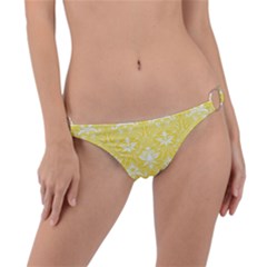 Yellow Lace Decorative Ornament - Pattern 14th And 15th Century - Italy Vintage  Ring Detail Bikini Bottom