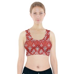 Red  Lace Decorative Ornament - Pattern 14th And 15th Century - Italy Vintage Yellow Lace Decorative Ornament - Pattern 14th And 15th Century - Italy Vintage  Sports Bra With Pocket