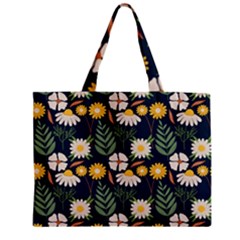 Flower Grey Pattern Floral Zipper Mini Tote Bag by Dutashop