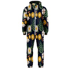 Flower Grey Pattern Floral Hooded Jumpsuit (men)