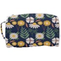 Flower Grey Pattern Floral Toiletries Pouch View3