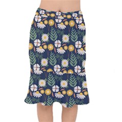 Flower Grey Pattern Floral Short Mermaid Skirt
