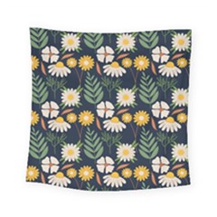 Flower Grey Pattern Floral Square Tapestry (small)