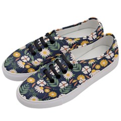 Flower Grey Pattern Floral Women s Classic Low Top Sneakers