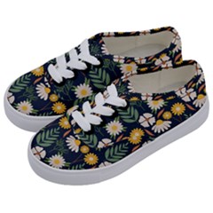 Flower Grey Pattern Floral Kids  Classic Low Top Sneakers