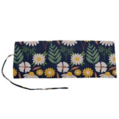 Flower Grey Pattern Floral Roll Up Canvas Pencil Holder (s)