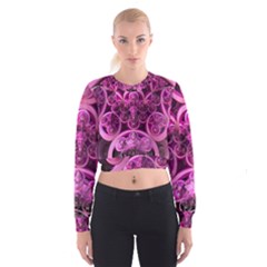 Fractal-math-geometry-visualization Pink Cropped Sweatshirt by Pakrebo