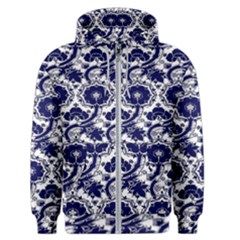 Blue Lace Decorative - Pattern 14th And 15th Century - Italy Vintage Men s Zipper Hoodie by ConteMonfrey