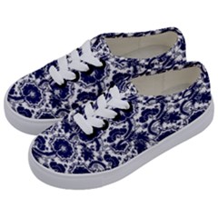 Blue Lace Decorative - Pattern 14th And 15th Century - Italy Vintage Kids  Classic Low Top Sneakers by ConteMonfrey