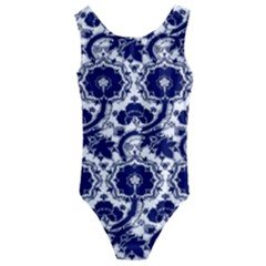 Blue Lace Decorative - Pattern 14th And 15th Century - Italy Vintage Kids  Cut-out Back One Piece Swimsuit by ConteMonfrey
