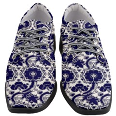 Blue Lace Decorative - Pattern 14th And 15th Century - Italy Vintage Women Heeled Oxford Shoes by ConteMonfrey