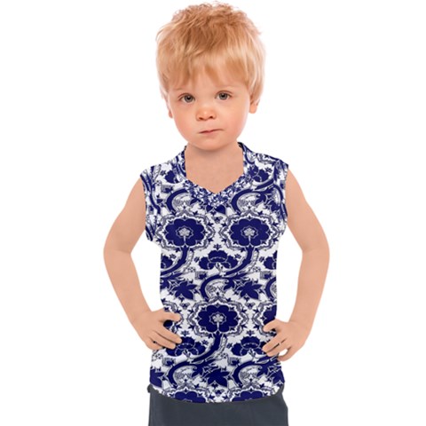 Blue Lace Decorative - Pattern 14th And 15th Century - Italy Vintage Kids  Sport Tank Top by ConteMonfrey