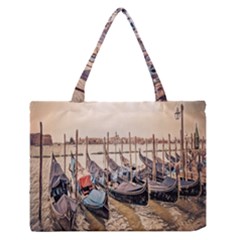 Black Several Boats - Colorful Italy  Zipper Medium Tote Bag by ConteMonfrey