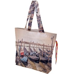 Black Several Boats - Colorful Italy  Drawstring Tote Bag by ConteMonfrey
