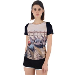 Black Several Boats - Colorful Italy  Back Cut Out Sport Tee by ConteMonfrey