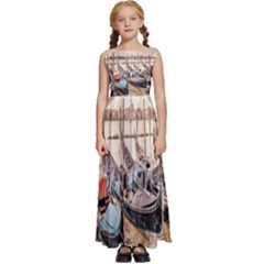 Black Several Boats - Colorful Italy  Kids  Satin Sleeveless Maxi Dress by ConteMonfrey