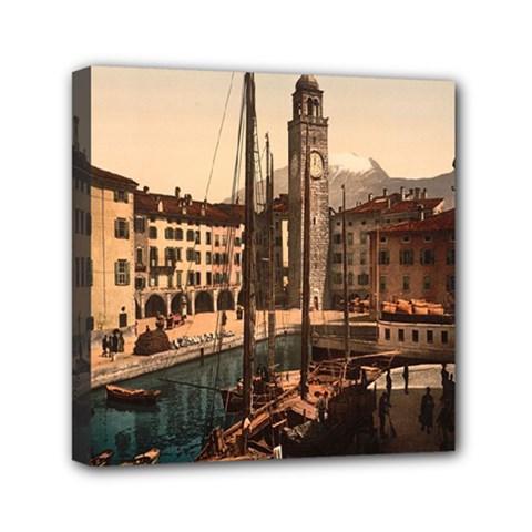  The Harbor, Riva, Lake Garda, Italy 1890-1900 Mini Canvas 6  X 6  (stretched) by ConteMonfrey