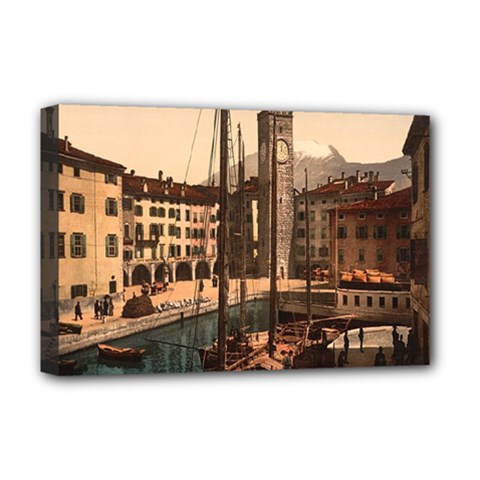  The Harbor, Riva, Lake Garda, Italy 1890-1900 Deluxe Canvas 18  X 12  (stretched) by ConteMonfrey