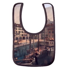 The Harbor, Riva, Lake Garda, Italy 1890-1900 2 Background Brown Baby Bib by ConteMonfrey