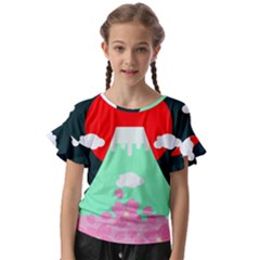 Mount Fuji Japan Landscape Volcano Kids  Cut Out Flutter Sleeves by Wegoenart