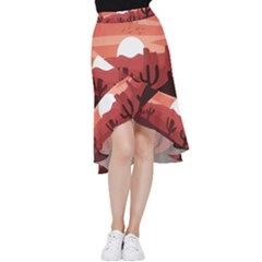 Artistic Digital Landscape Art Frill Hi Low Chiffon Skirt by Wegoenart