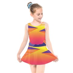 Sunset Lake Forest Hills Camp Kids  Skater Dress Swimsuit by Wegoenart