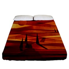 Illustration Golden Tuscany Brown Orange Fitted Sheet (california King Size)