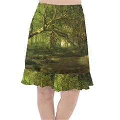 Nature Greenforest Trees Tree Landscape Fishtail Chiffon Skirt