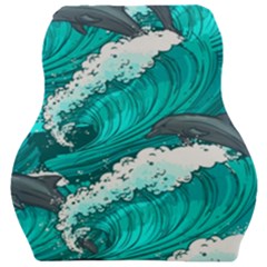 Sea Waves Seamless Pattern Car Seat Velour Cushion  by Wegoenart