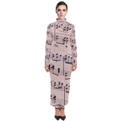 Art Vintage Music Paper Background Design Turtleneck Maxi Dress