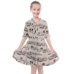 Art Vintage Music Paper Background Design Kids  All Frills Chiffon Dress