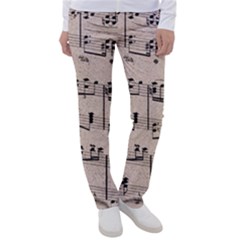 Art Vintage Music Paper Background Design Women s Casual Pants