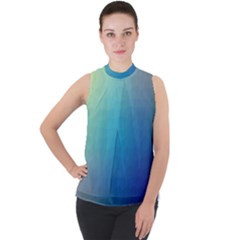 Color-bubbly Mock Neck Chiffon Sleeveless Top by nateshop