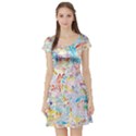 Floral Pattern Short Sleeve Skater Dress View1