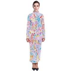 Floral Pattern Turtleneck Maxi Dress by nateshop